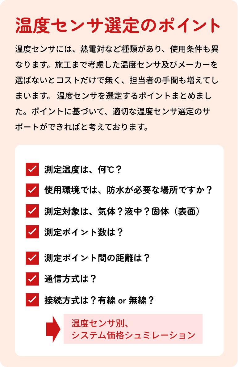 温度センサ　選定方法用