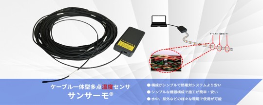 ケーブル一体型多点温度センサ